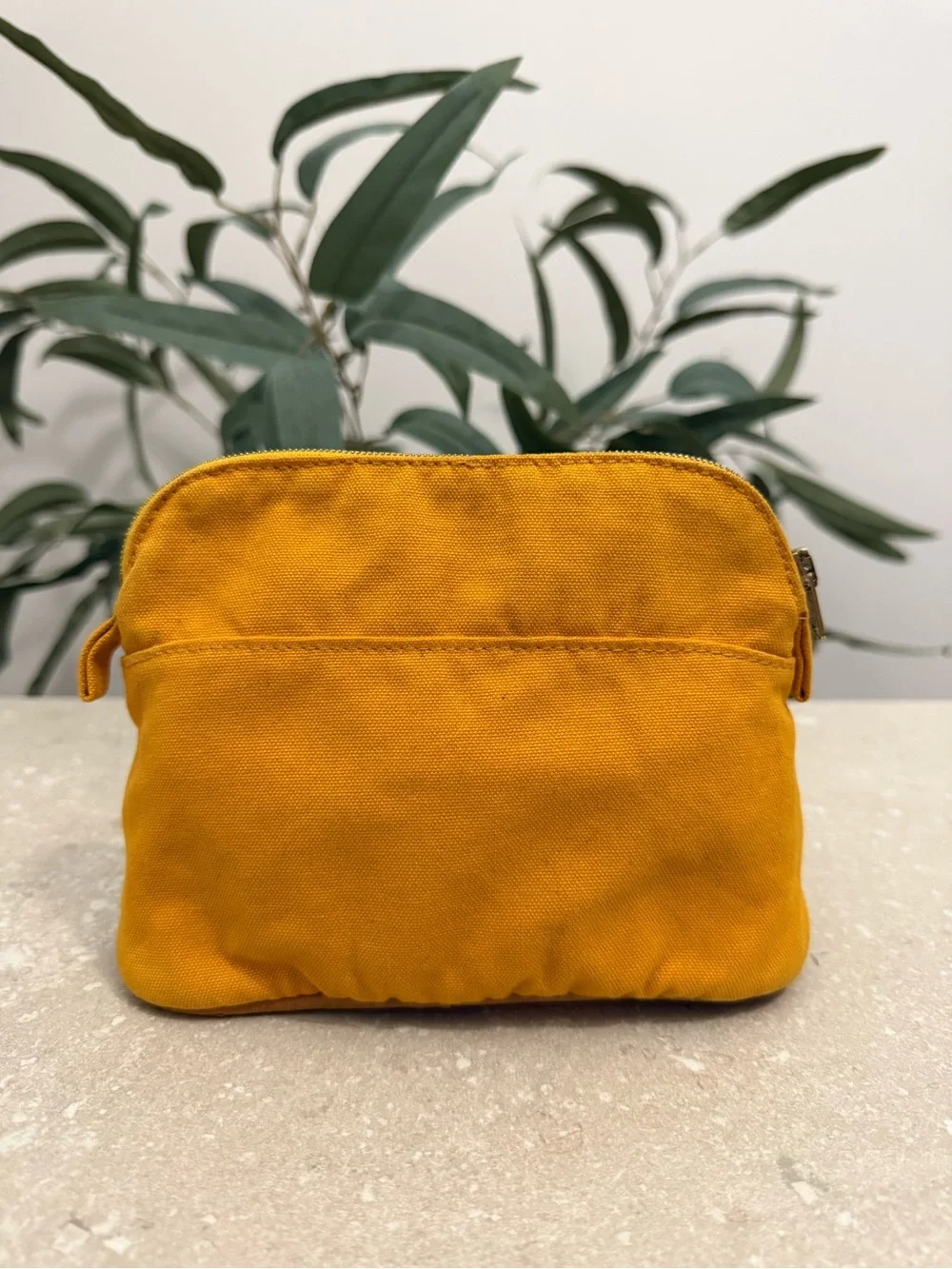 Hermes Bolide Pouch MM Yellow Canvas Travel Cosmetic Bag